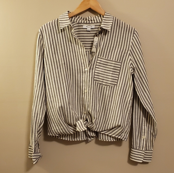 NWT Madewell stripe tie front top - Picture 5 of 7